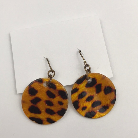 Jewelry - Tortoise Animal Print Circle Dangle Earrings